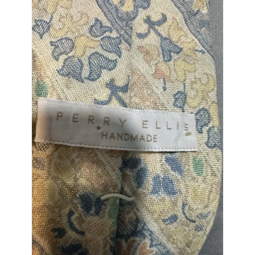 VTG Perry‎ Ellis Handmade Pastel Floral Neck Tie